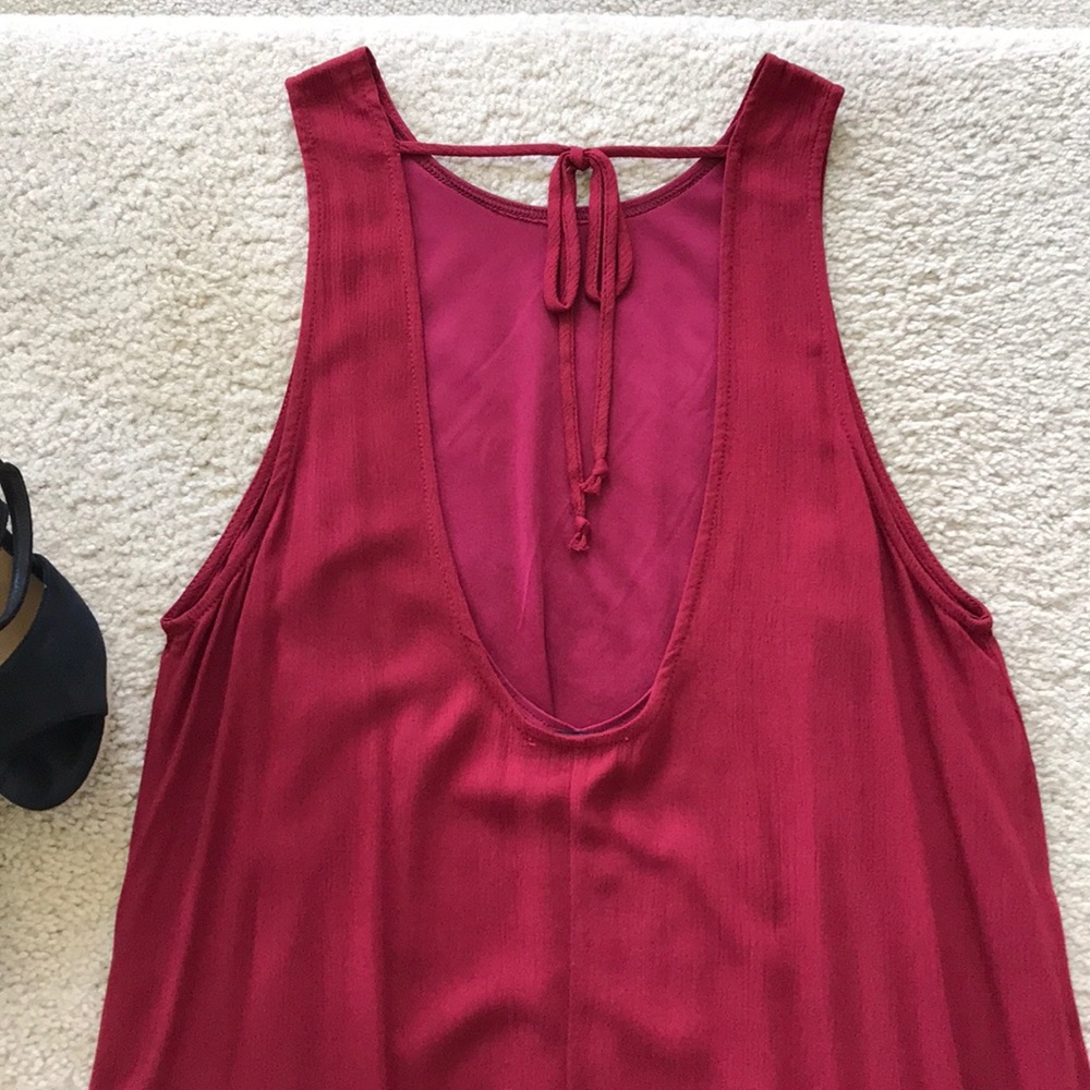 Wine Color, Scoopback Sleeveless Dress - Picture 5 of 8